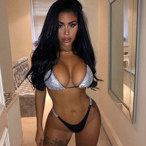 LAST ONE NEW Black Jeweled Two Piece Bikini - Picture 2 of 15